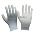 Employé de matériel de NMSAFETY emploient 13g nylon bleu clair / doublure de polyester enduit blanc pu gants de travail en388 gants de travail quotidiens bon marché